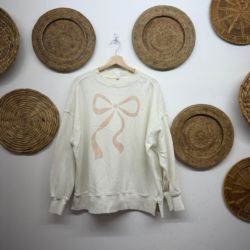 Aerie White Bow Oversized Sweatshirt XS